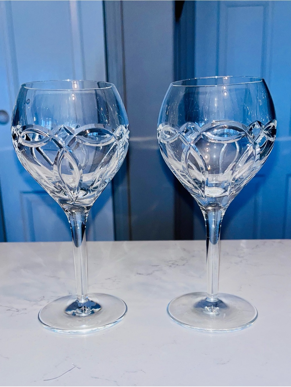 Waterford Crystal CLANNAD  Wine Glass 7 1/8" Celtic Knot Ireland Made Set of 2